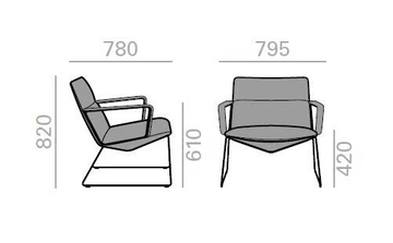 CAPRI LOUNGE BU1740 - Sled base upholstered armchair with armrests by Andreu World - view 3